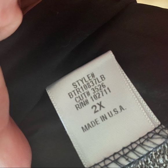 Gibson Faux Wrap Back Blouse Black White Gray Women’s 2X - Picture 7 of 8